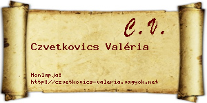 Czvetkovics Valéria névjegykártya
