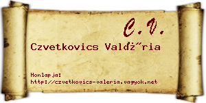 Czvetkovics Valéria névjegykártya